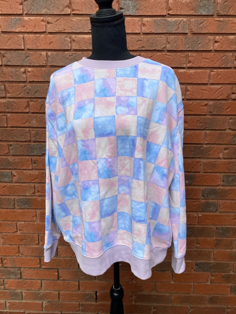 Casual Pink & Blue Crew Neck Sweatshirt M